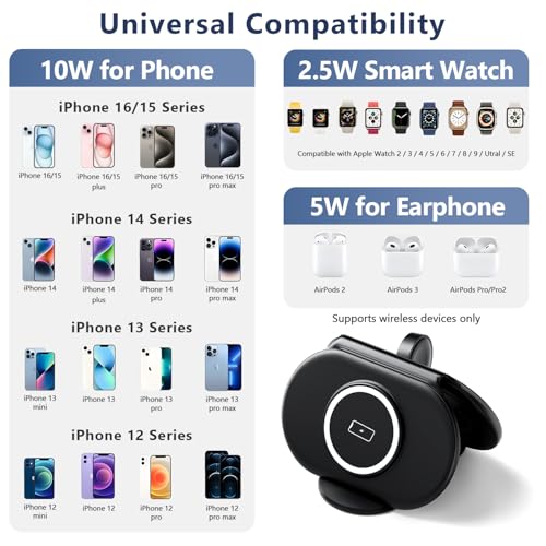 2026 Traveling Portable Wireless Mag-Safe Fast Charging Station - color: black