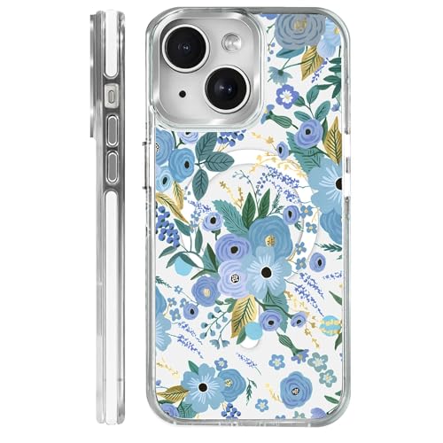 VisEnt Clear Case for iPhone 14, Magnetic Phone Case, Transparent Slim Cover, Military Grade Protection, Shockproof, Anti-Yellowing, Scratch Resistant, Blue Floral - color: Blue Floral, size: Iphone 14