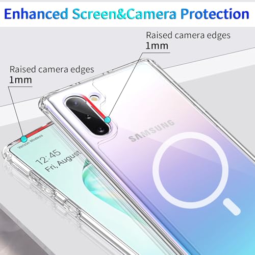 Magnetic Case for Samsung Galaxy Note 10+ Plus Case,Clear | Compatible with Mag-Safe, Military Grade Drop-proof Shockproof Anti-Yellowing Anti-Scratch Protective Transparent Cover - color: Note 10 Plus-Clear, size: Galaxy Note 10 Plus