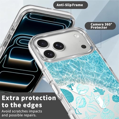 VisEnt Clear Case for iPhone 17 Pro Max, Magnetic Phone Case, Transparent Slim Cover, Military Grade Protection, Shockproof, Anti-Yellowing, Scratch Resistant, Ocean Wave Shell - color: Ocean Wave Shell, size: Iphone 17 Pro Max