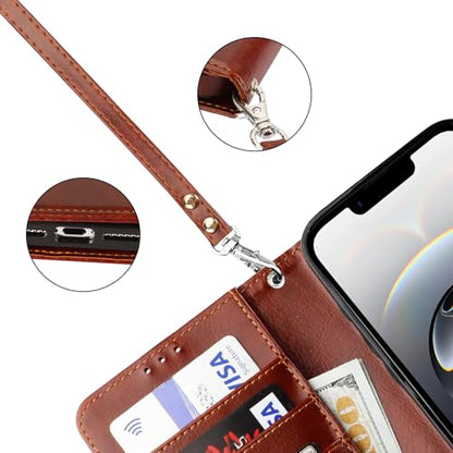 Bocasal Detachable Wallet Case Card Holder for iPhone 17e/16e, Brown | RFID Blocking Kickstand Card Slots Holder PU Leather Magnetic Shockproof Wrist Strap Removable Flip Protective Cover 6.1 inch - color: Brown