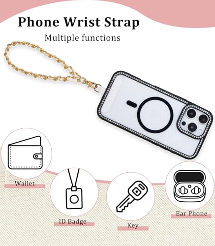 Phone Chain Crossbody,Adjustable Anti-Theft Cell Phone Lanyard Crossbody - color: Gold&white
