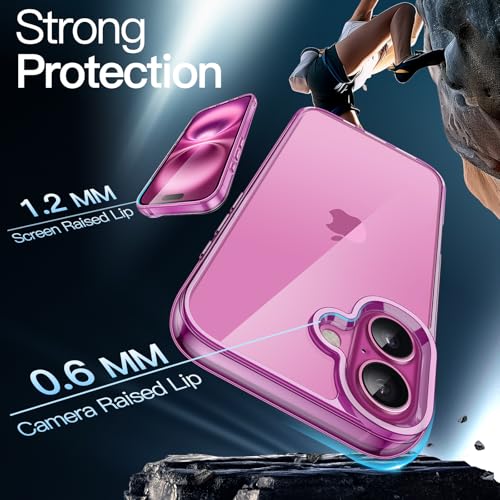 JETech Case for iPhone 16 Plus, Anti-Yellowing, Pink | Shockproof Protection, Scratch Resistant Hard PC Back, Durable Transparent TPU Bumper - color: Pink, size: iPhone 16 Plus