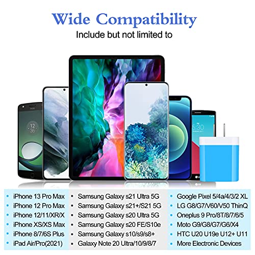 iPhone 17 Charger Block Fast Charging 4.8A Multi Port USB Charger Wall Plug - color: blue