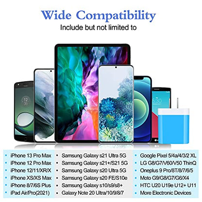iPhone 17 Charger Block Fast Charging 4.8A Multi Port USB Charger Wall Plug - color: blue