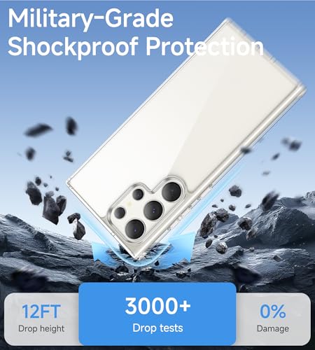 USLAI Case for Samsung Galaxy S23 Ultra 5G, Anti-Yellowing, Crystal Clear Back, Shockproof & Military‑Grade Drop Protection - Transparent - color: Clear, size: Galaxy S23 Ultra