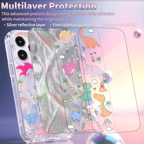 Compatible with iPhone 12 Pro Max Case,with [Soft Slim][Camera Protection] Cute Kawaii Shiny Aesthetic Phone Cover Anti-Yellowing Shockproof Protective Cover for Women Girl-Dinosaurs - color: Dinosaurs, size: iPhone 12 Pro Max