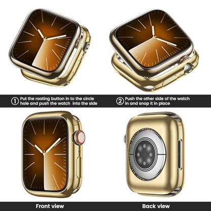 [2 Pack] Bumper Case for Apple Watch SE3/SE2/SE/Series 6/5/4 40mm, Gold - color: Gold+Gold, size: 40 mm SE/Series 6/5/4