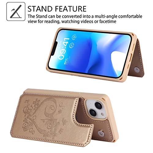 Cavor for iPhone 14 Wallet Case with Card Holder for Women, Golden - color: D-Golden
