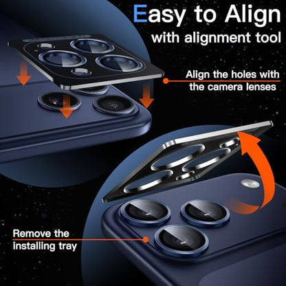 JETech Camera Lens Protector for iPhone 17 Pro/17 Pro Max, Deep Blue, 1 Set - color: Deep Blue