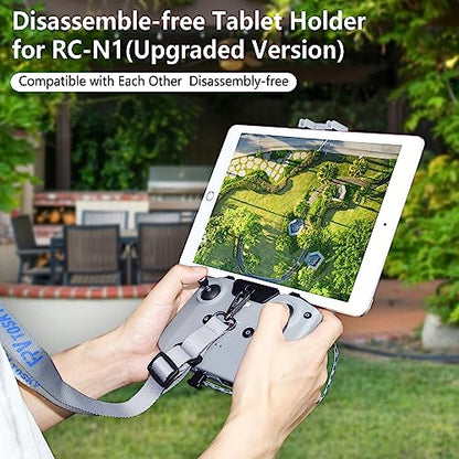 No Disassembly Tablet Holder for DJI Lito 1/ X1/Flip/Neo/Mini 4K/ Air 3/ Mini 5/4/ 3 Pro, 7-12 Inch Foldable iPad Mount Holder Pack of Lanyard and 2 Cables, Fits DJI RC-N1/N2/N3 Accessories