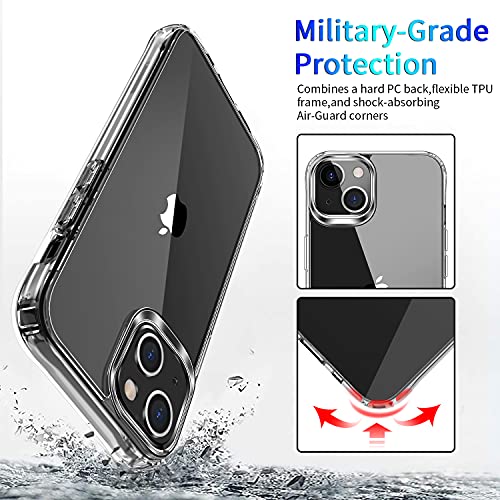 DEERLAMN Clear Case for iPhone 13/iPhone 14 6.1-Inch, Military Grade Drop Protection Anti-Scratch Transparent Ultra Slim Non-Yellowing Shockproof Protective Phone Cover - size: iPhone 13/14 6.1-Inch