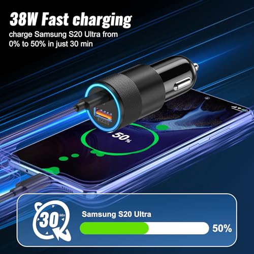 2Pack Car Chargers, Dual Ports USB C & USB-A Cigarette Lighter Adapter - color: 2-Pack