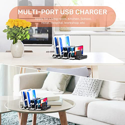 Alxum Multi USB Charging Station, 10 Port Fast Phone Tablet Charger Dock - size: 60W (10 Ports)