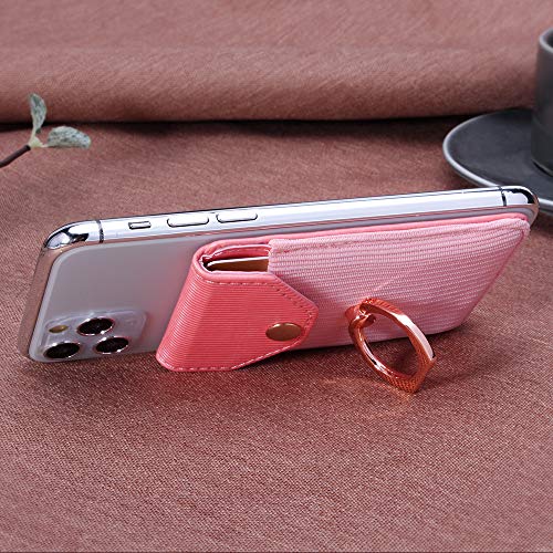 Self Adhesive Phone Card Wallet with Ring Stand Flip Cover Dark Pink - color: Dark Pink