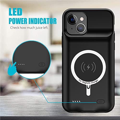 Battery Case for iPhone 14, Full Encircle 10000mAh High Capacity Rechargeable Smart Portable Charger Case Extended Battery Pack for iPhone 14 (6.1 inch) Wireless Charging Case Support Carplay-Black - size: iPhone 14 (6.1 inch)
