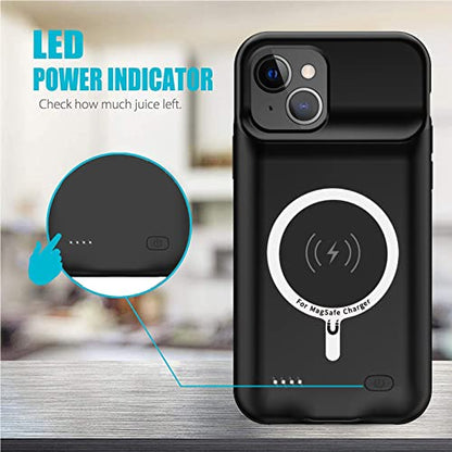 Battery Case for iPhone 14, Full Encircle 10000mAh High Capacity Rechargeable Smart Portable Charger Case Extended Battery Pack for iPhone 14 (6.1 inch) Wireless Charging Case Support Carplay-Black - size: iPhone 14 (6.1 inch)