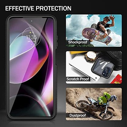 Compatible with Moto G 5G 2022 Case, Built in Screen Protector Full Body Shockproof Slim Fit Bumper Protective Phone Cover for G 5G 2022-Black/Clear - size: Moto G 5G 2022