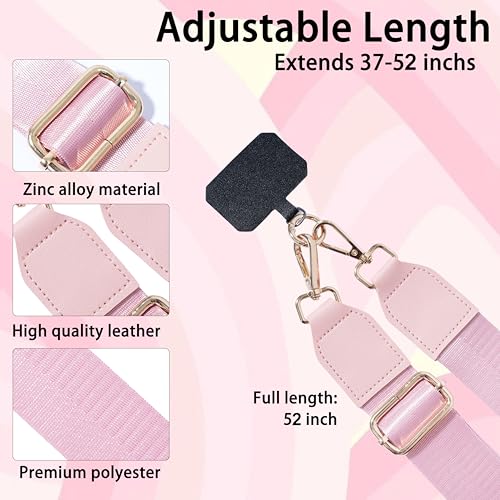 Clip and Go Phone Strap with Zippered Pouch,Phone Strap with Cellphone Chain Accessories - color: Pink