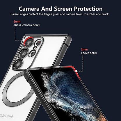 RALEAVO Magnetic Case for Samsung Galaxy S24 Ultra Clear Case Cover [Compatible with Magsafe & Military Grade Drop Protection] Transparent Shockproof Slim Plated Phone Cover - Black - color: Black, size: S24 Ultra
