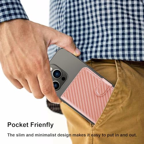 Bocasal for MagSafe Card Wallet for iPhone, Carbon Fiber Rose Gold - color: Carbon Fiber Rose Gold
