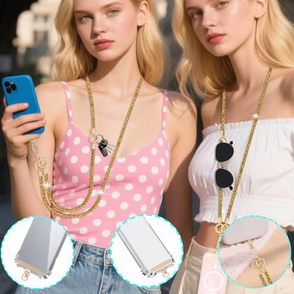 Crystal Phone Lanyard Crossbody Adjustable Rhinestone Anti-Theft Phone Strap Crossbody Cell Phone Neck Strap for Women - color: Gold