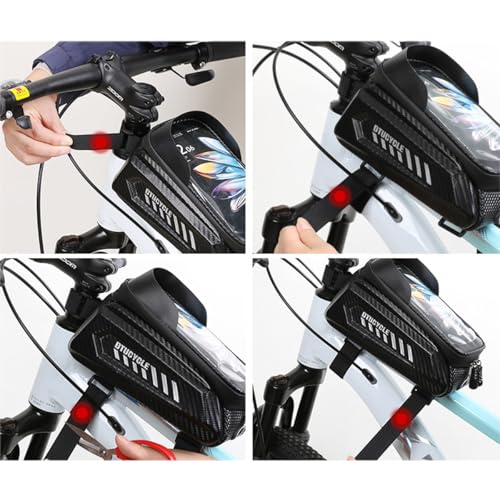 Bike Phone Bag, Waterproof, Top Tube Pouch, Touchscreen, Fits 6.5" Phone | Bike Phone Bag, Waterproof, Top Tube Pouch, Touchscreen window, Fits 6.5" Phone - color: 1.5L Black