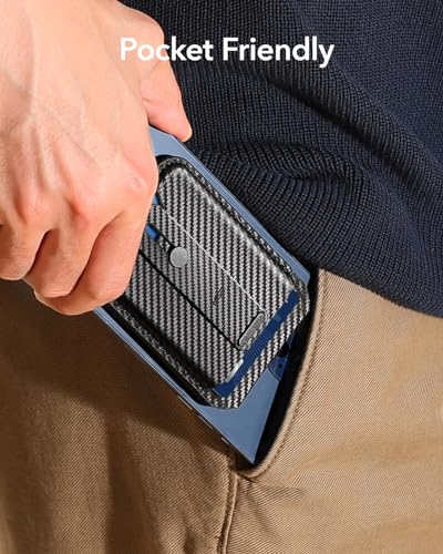 ESR for MagSafe Wallet Stand with Grip, 5 Card Holder, RFID Blocking - color: Black Carbon Fiber