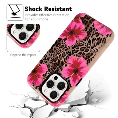 Lovmooful for iPhone 14 Pro Case Cute Flower Leopard-Hibiscus | Compatible for iPhone 14 Pro Case,Aesthetic,Hibiscus,Floral,2 in 1,for Women Girls,Soft TPU+PC,Shockproof,Protective - size: iPhone 14 Pro