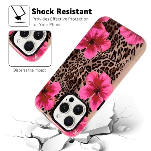 Lovmooful for iPhone 13 Pro Max Case Cute Flower Leopard-Hibiscus | Compatible for iPhone 13 Pro Max Case,Aesthetic,Hibiscus,Floral,2 in 1,for Women Girls,Soft TPU+PC,Shockproof,Protective - size: iPhone 13 Pro Max
