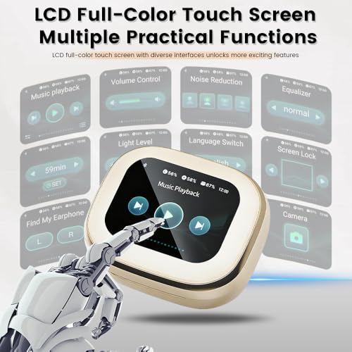 Wireless Earbuds with Touch Screen, Bluetooth 5.4 Headphones, ANC Noise Cancelling, 60H HiFi Stereo Bluetooth Ear Buds with 5 EQ Modes, IPX7 Earphones for Sports/Workout/Gym