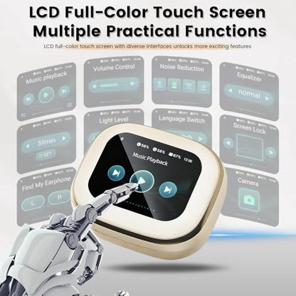 Wireless Earbuds with Touch Screen, Bluetooth 5.4 Headphones, ANC Noise Cancelling, 60H HiFi Stereo Bluetooth Ear Buds with 5 EQ Modes, IPX7 Earphones for Sports/Workout/Gym