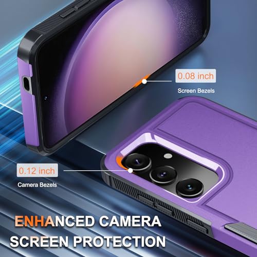 Case for Samsung Galaxy S24 FE, Full Body Heavy Duty Rugged Shockproof Protective Phone Cover with Lanyard Strap, Tempered Glass Screen Protector and Camera Lens Cover, Lavender | Rugged Shockproof Protective Case,with Tempered Glass Screen Protector + Ca