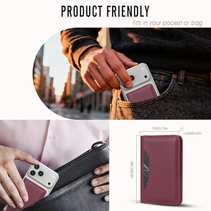 For MagSafe Wallet,Magnetic Card Holder RFID Blocking Wallet with 5 Card Slots & Cash Pocket For iPhone 17/16/ 15/14/ 13/12/ Pro/Max/Plus/Air Red - color: Red