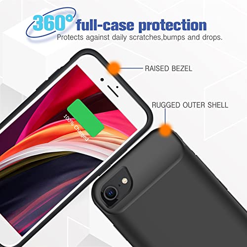 Battery Case for iPhone 6/6s/7/8/SE 2/3nd Gen,10000mAh Portable Charger Case Rechargeable Battery Pack Charging Case Compatible with iPhone SE 2020(2nd Generation)/8/7/6s/6/SE 3nd Gen (4.7 inch)-Black - size: iPhone 6/6s/7/8/SE2/SE3