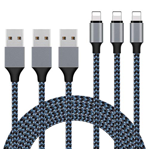 Sundix iPhone Charger, 3Pack 9ft Lightning Cable iPhone Charger Cable Nylon Braided Charging Cord Compatible iPhone 14/13/12/12Pro/12ProMax/11/11Pro/11Pro MAX/XS/XS MAX/XR/X/8/8Plus/7/7Plus and More