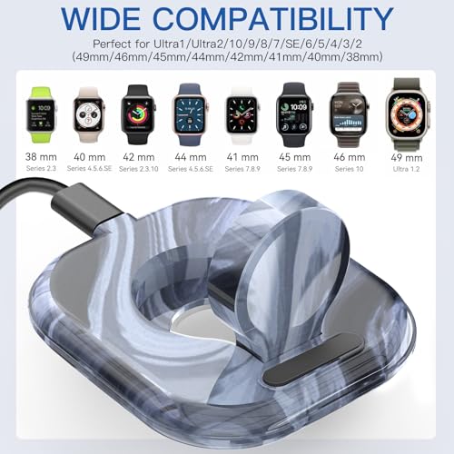for Apple Watch Charger Stand, Magnetic Fast Charging Dock Portable Design - color: Marble Black