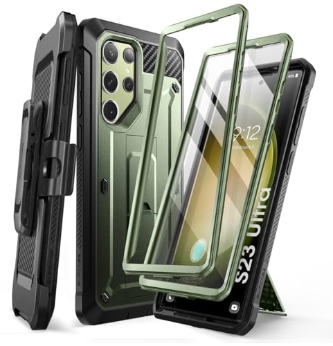 SUPCASE for Samsung Galaxy S23 Ultra Case with Stand, [Unicorn Beetle Pro] [2 Front Frames] [Built-in Screen Protector & Belt-Clip] Military-Grade Protection Phone Case for Galaxy S23 Ultra, Guldan - color: Guldan