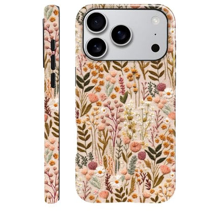 Compatible with iPhone 17 Pro,Anti-Scratch Glossy Case Cover,Boho Romantic Embroidery Flower - color: Boho Romantic Embroidery Flower, size: IPhone 17 Pro