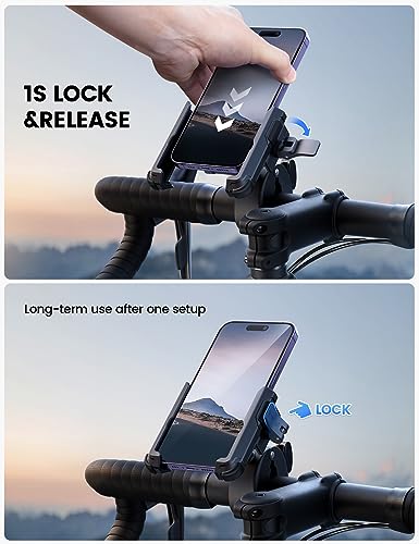 Lamicall Motorcycle Bike Phone Mount, 1s Lock Bike Phone Holder - color: Black