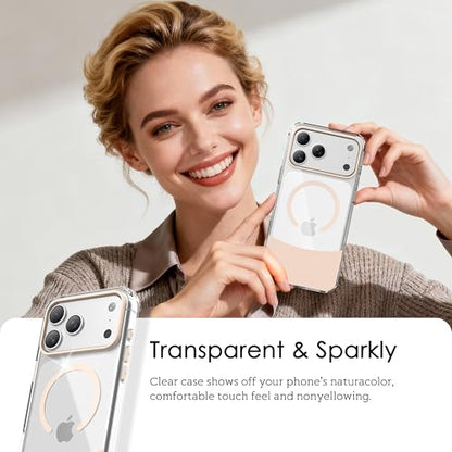 Magnetic Case for iPhone 17 Air, Crystal Clear, [Compatible with Magsafe][Military Grade Drop Protection] Anti-Yellowing Slim Shockproof Transparent Protective Phone Cover, Light Pink - color: Light Pink, size: iPhone 17 Air