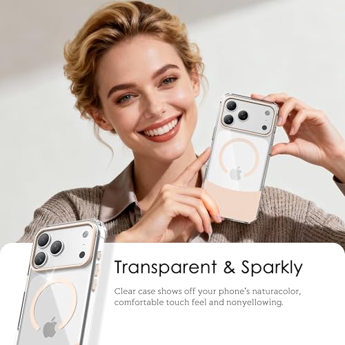 Magnetic Case for iPhone 17 Pro, Crystal Clear, [Compatible with Magsafe][Military Grade Drop Protection] Anti-Yellowing Slim Shockproof Transparent Protective Phone Cover, Light Pink - color: Light Pink, size: iPhone 17 Pro