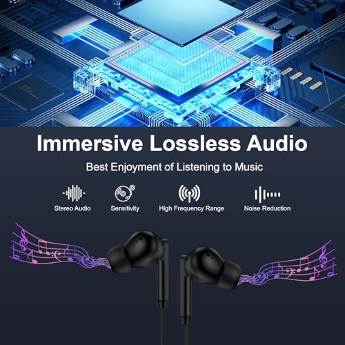USB C Samsung Earbuds Wired for Samsung Galaxy A57 A37 S26 Ultra S25 Edge - color: Black