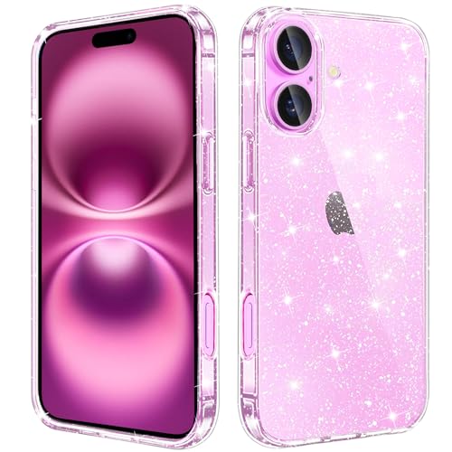 JJGoo Compatible with iPhone 16 Case Clear Glitter, Sparkle Soft TPU Transparent Shockproof Women Girls Slim Bling Sparkly Bumper Cover Phone Case for iPhone 16 6.1-Inch - color: Clear, size: for iPhone 16