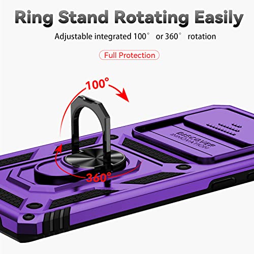 for Samsung Galaxy S10 Plus Case with Camera Lens Cover HD Screen Protector, Military-Grade Drop Tested Magnetic Ring Holder Kickstand Protective Phone Case for Samsung Galaxy S10+ Plus (Purple) - color: Purple with camera cover Military-Grade 2nd gen