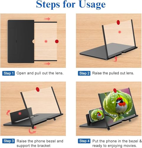 12 inch 3D HD Magnifying Screen Magnifier for Cell Phone - color: Red-12