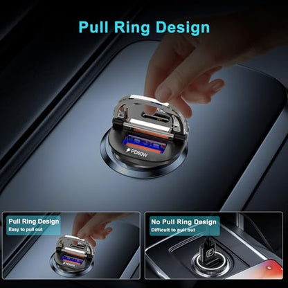 CMARS 125W [PD65W+QC60W] Car Charger USB C/A 2-Port Fast Charge, Car Phone Charger Cigarette Lighter Adapter for iPhone 16/15/14/13/12, Samsung S25/S24/S23/S22, iPad/Lenovo/MacBook/Android Devices