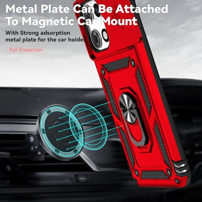 for Motorola Moto G 2025 / Moto G 2026 / Moto G Play 2026 Case, with Slide Camera Cover Screen Protector Ring Holder Kickstand Military Grade Protection 15ft Drop Tested Protective Phone Case (Red) - color: Red with camera cover Military-Grade 2nd gen