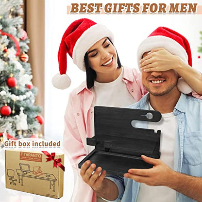 Gifts for Men Wood Phone Docking Station for Men Nightstand Organizer Gifts for Dad Charging Station Cell Phone Stand Desk Organizer Gifts for Husband Boyfriend Brother Son (Black)