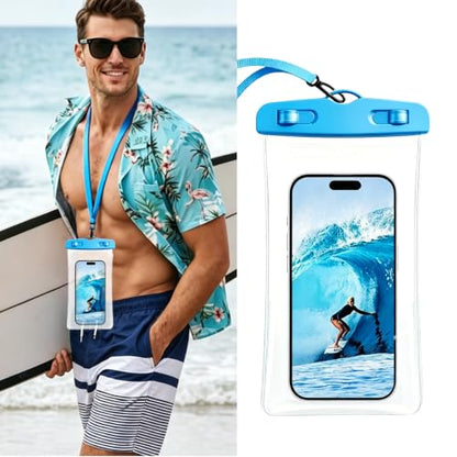 Waterproof Phone Pouch,IPX8 Phone Case for iPhone 17/15 Pro Max,Underwater | Phone Dry Bag for Beach Playing & Swimming,Snorkel,Skiing,Surfing Cruise Essential,Touch Screen with Lanyard(Fits Up to 7.2") - color: Blue